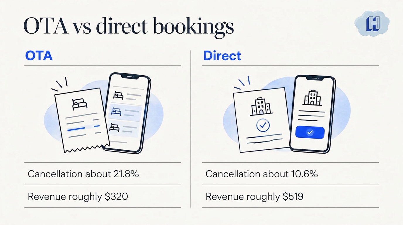 Four-stage hotel booking journey and failure points