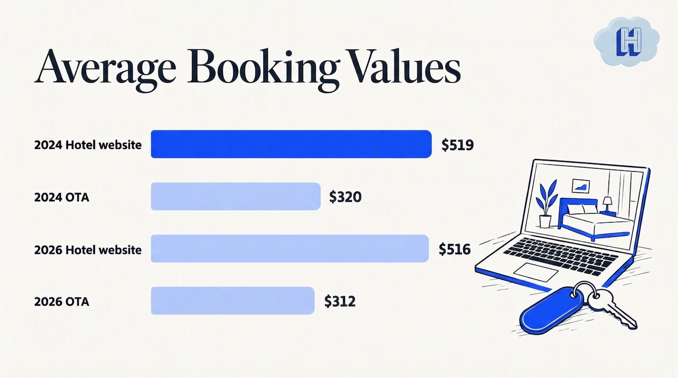 Hotel website bookings exceed OTA averages