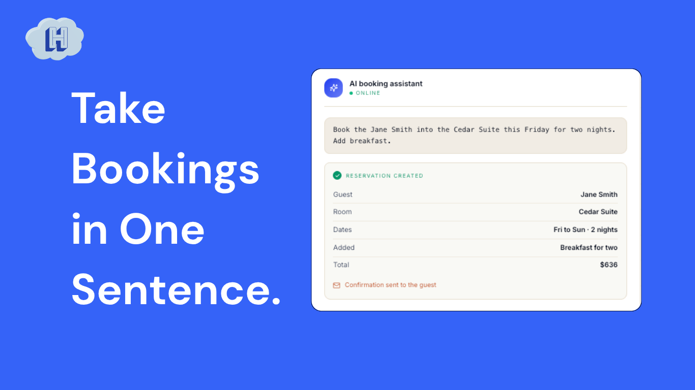 Hotelia AI Booking Assistant — take bookings in one sentence
